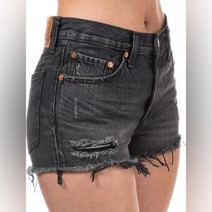 Levi’s Premium 501 Cutoff Jean Shorts, Washed Black, 27